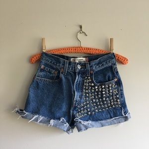 VINTAGE Redone Levi’s 569 Studded Cut Jean Shorts